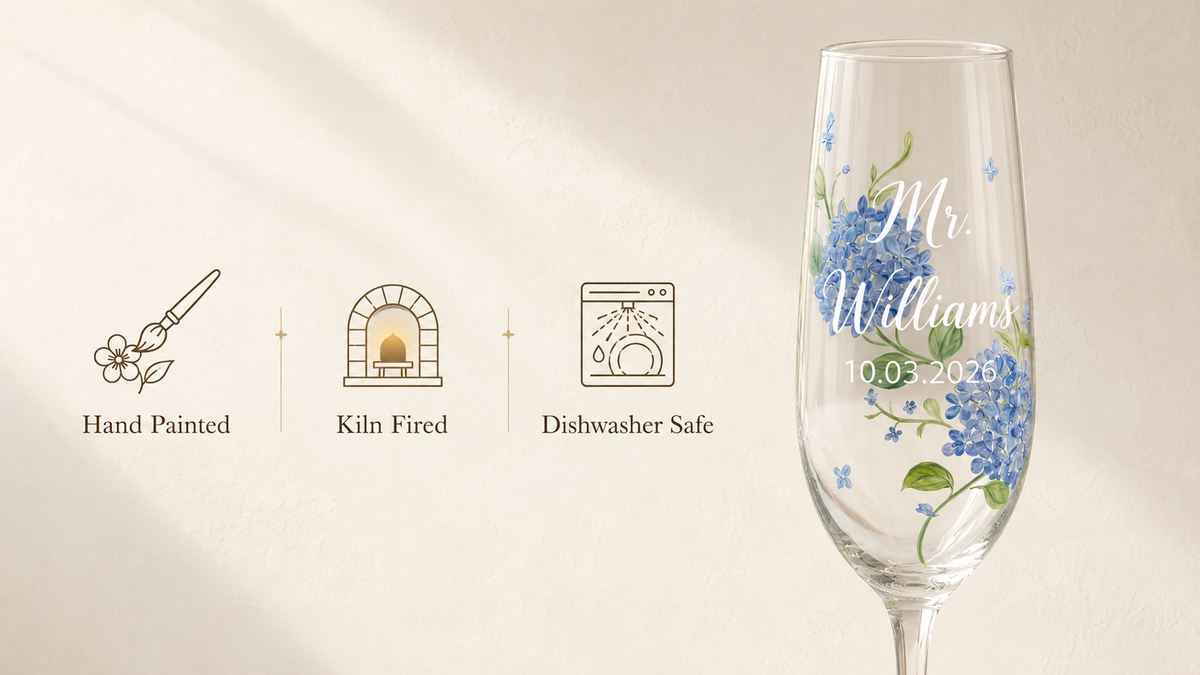 Hand painted kiln fired SonviaStudio glassware