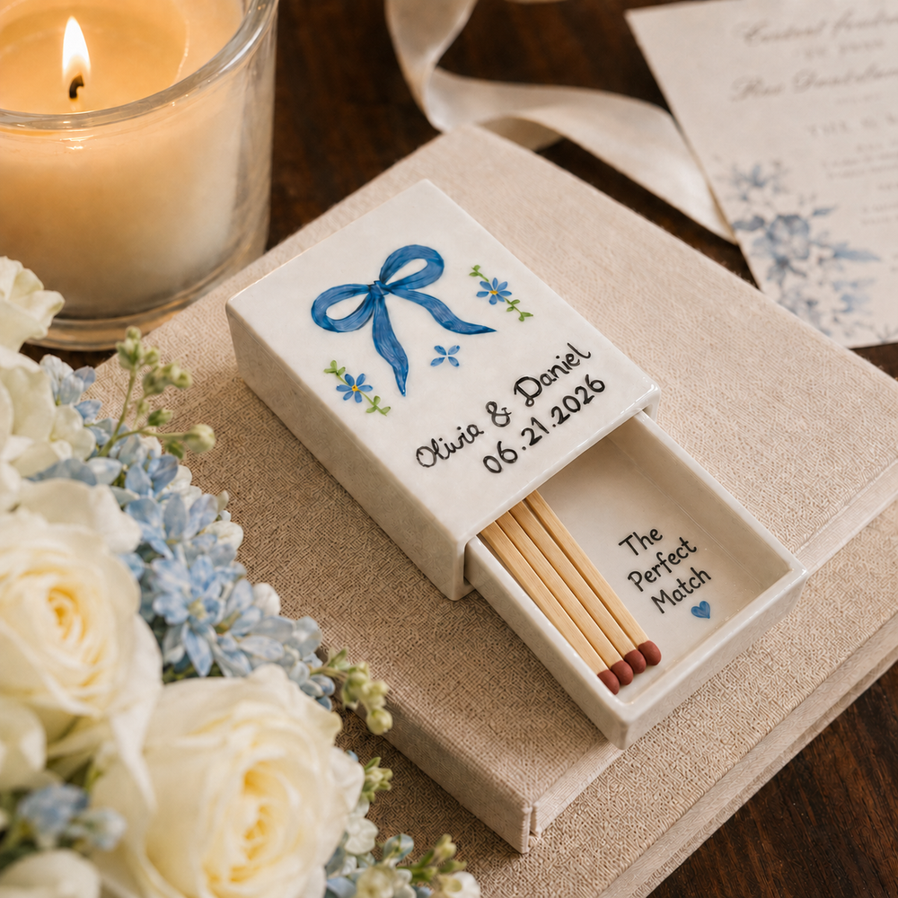 Personalized ceramic wedding matchbox
